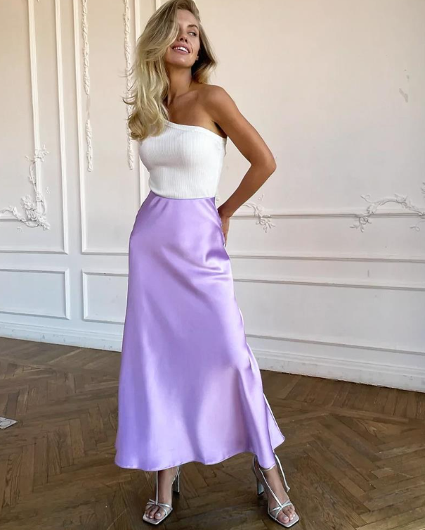 Valenzora | Eleganter Rock mit hoher Taille aus seidigem Eisseide-Stoff