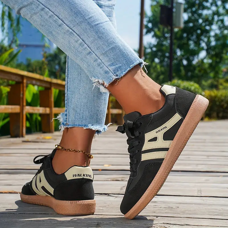 Valenzora | Damen Freizeit-Sneaker mit niedrigem Absatz, Schnürschuhe im Modedesign