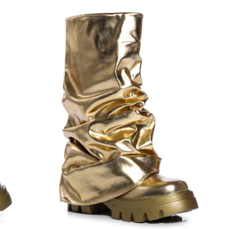Valenzora | Damen-Stiefel mit runder Zehenpartie, dicker, geformter Sohle und umgelegtem Schaft
