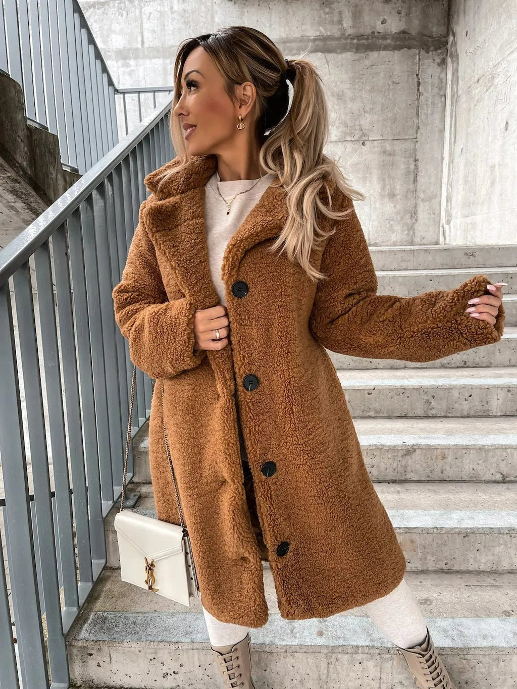 Plush trench coat