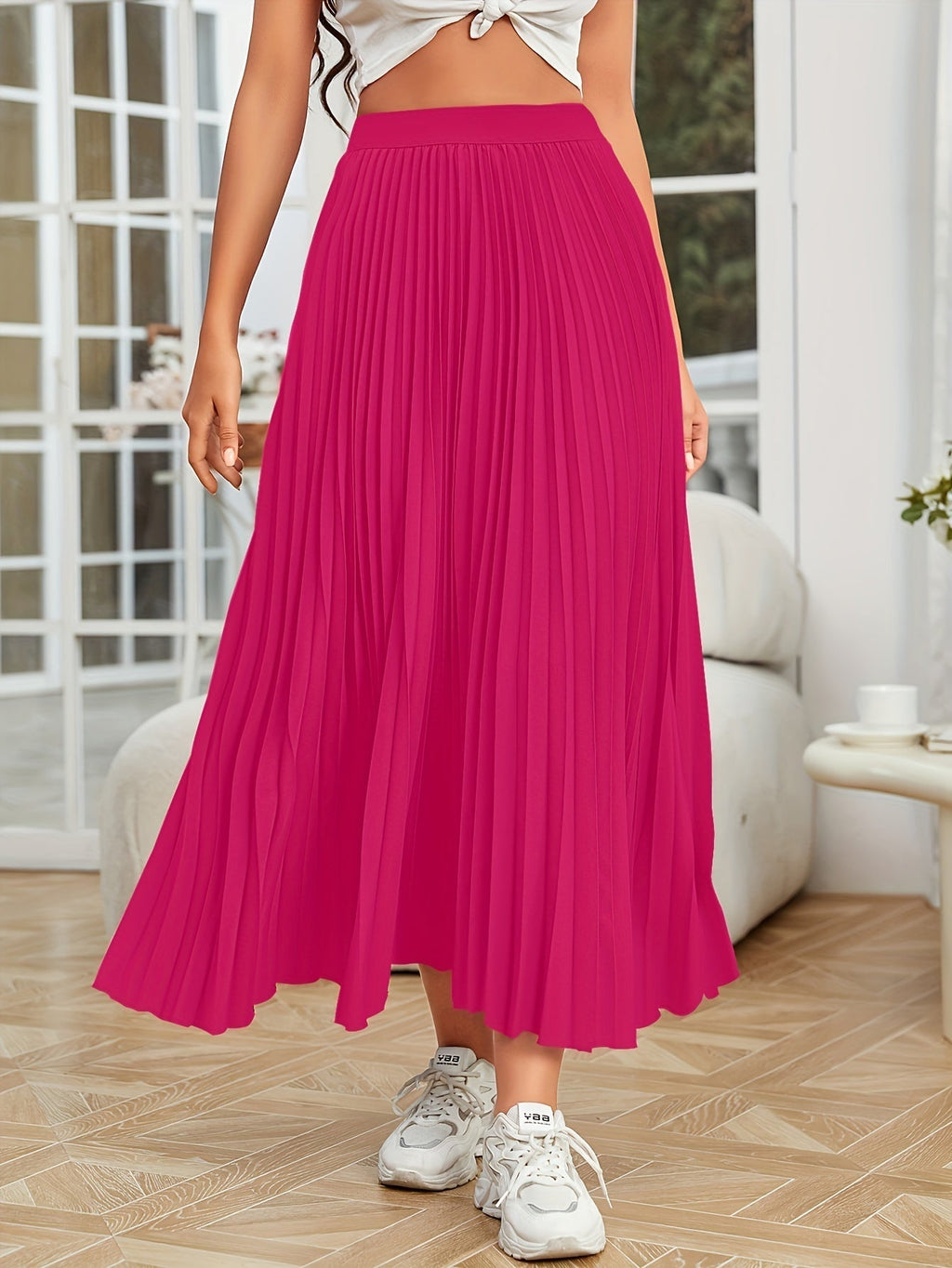 Valenzora | Pleated plain curly skirt