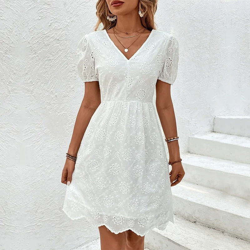 Valenzora | Baumwoll-Minikleid mit Stickerei