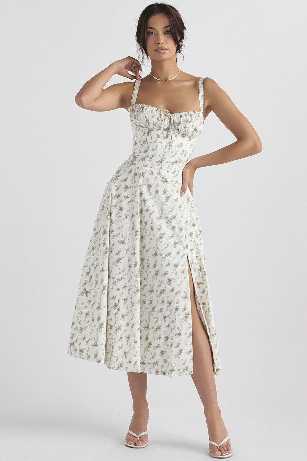 Valenzora cut sundress for women with French flair and seductive hip slit"