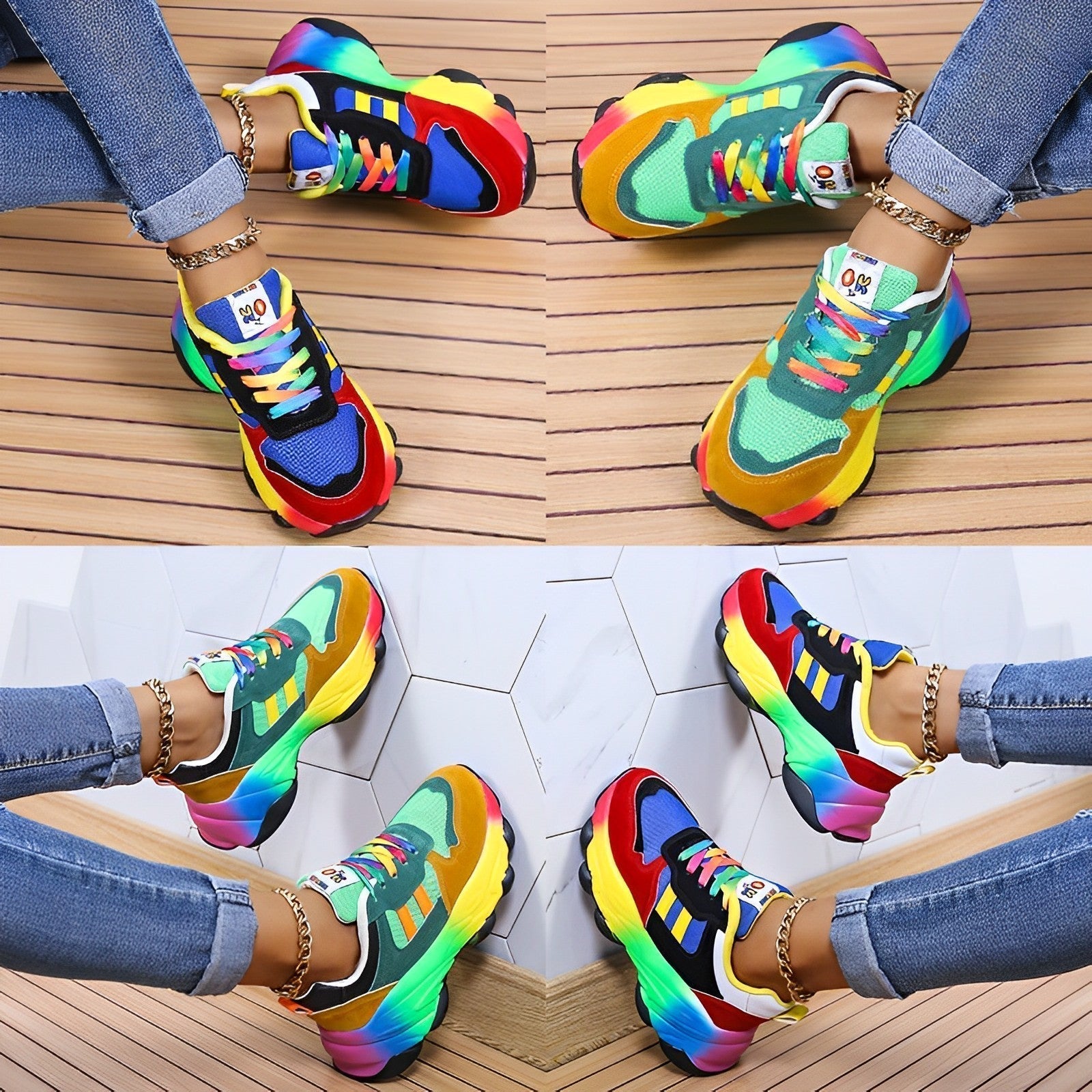 Valenzora – Bunte Chunky Sneakers für Damen | Mehrfarbige Design-Sneaker für Damen