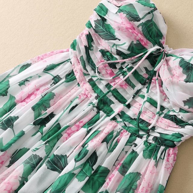 Valenzora | Strapless maxi dress with floral pattern and gathered bodice