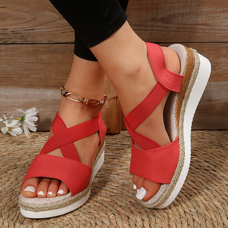 Valenzora | Wedge Sandals with Cross Straps for Women