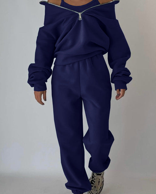 Valenzora Sweatshirt und Hose für Damenbekleidung mit Reißverschluss