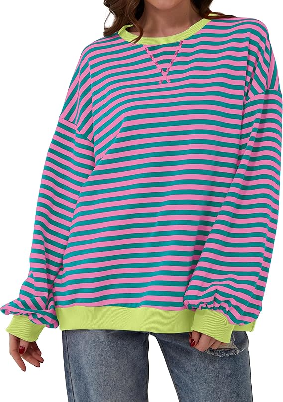 Oversized and striped sweater for women