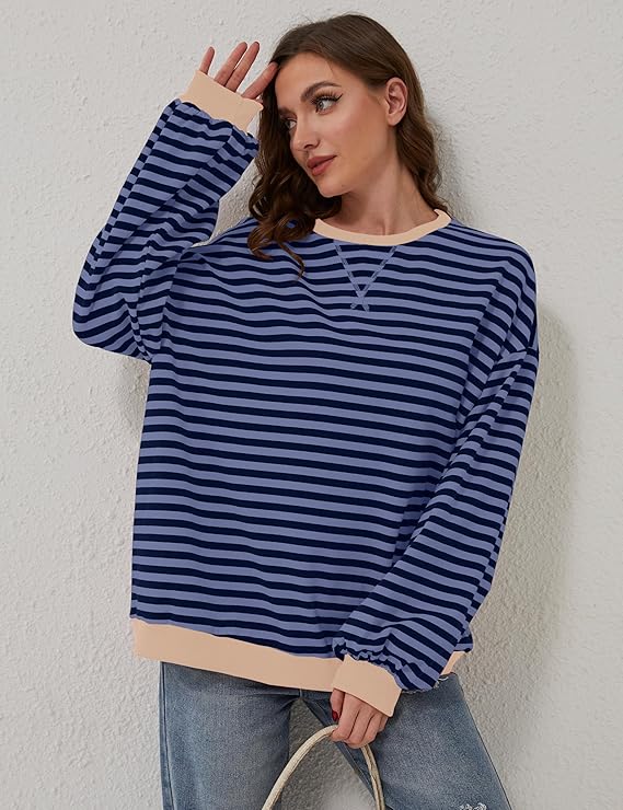 Oversized and striped sweater for women