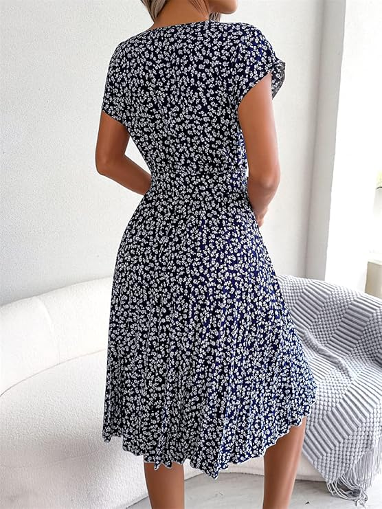 Veronica™ - Summery chiffon dress with floral pattern