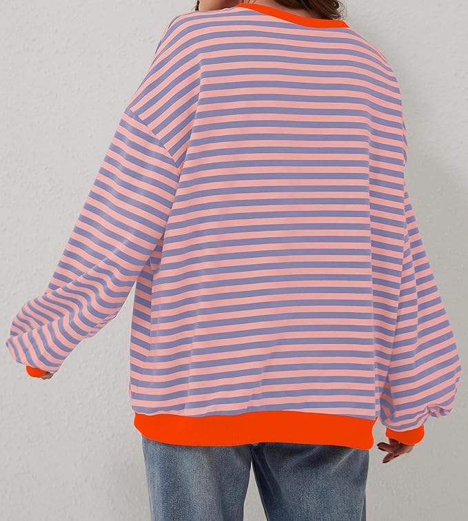 Oversized and striped sweater for women
