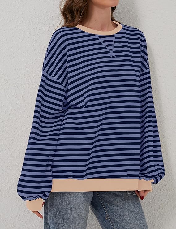 Oversized and striped sweater for women