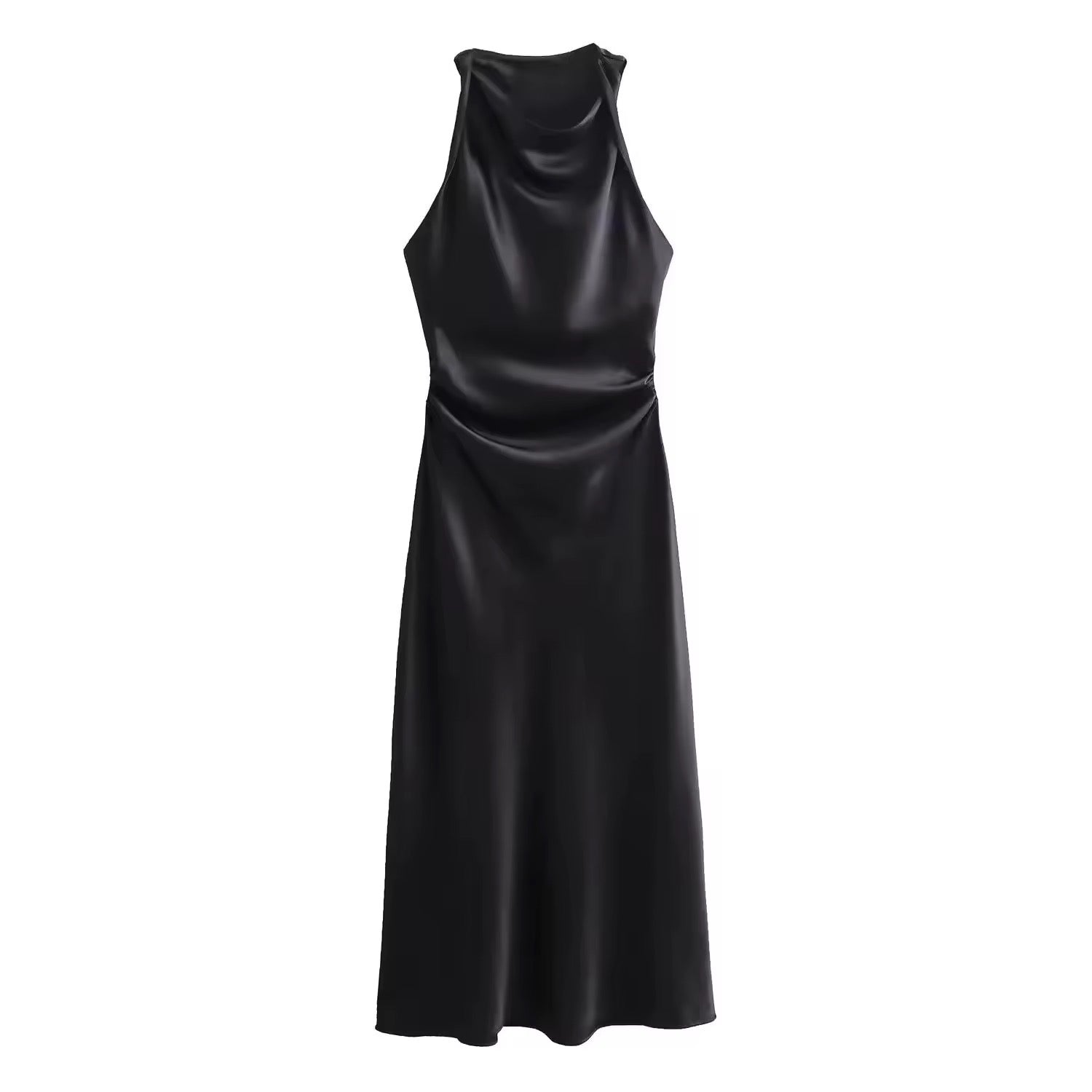 Valenzora | Satiniertes Maxikleid mit eleganter Drapierung