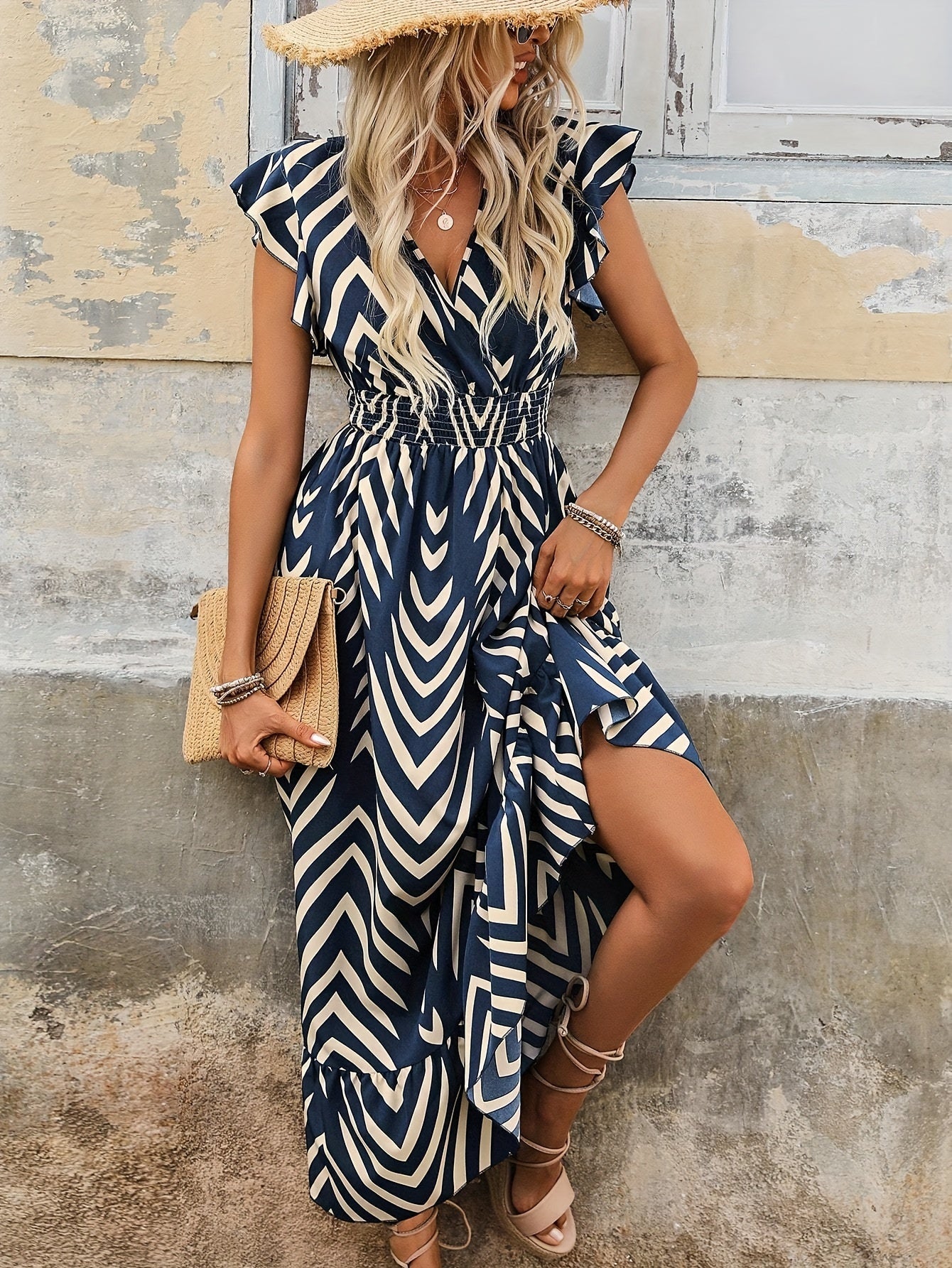 Allover-Print-Kleid mit Rockteil