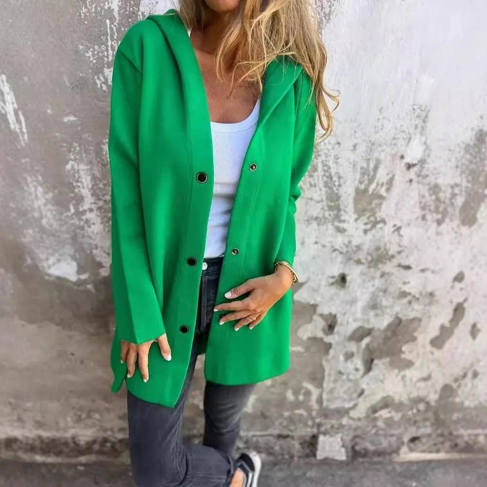 Valenzora | Casual single-breasted cardigan with hood