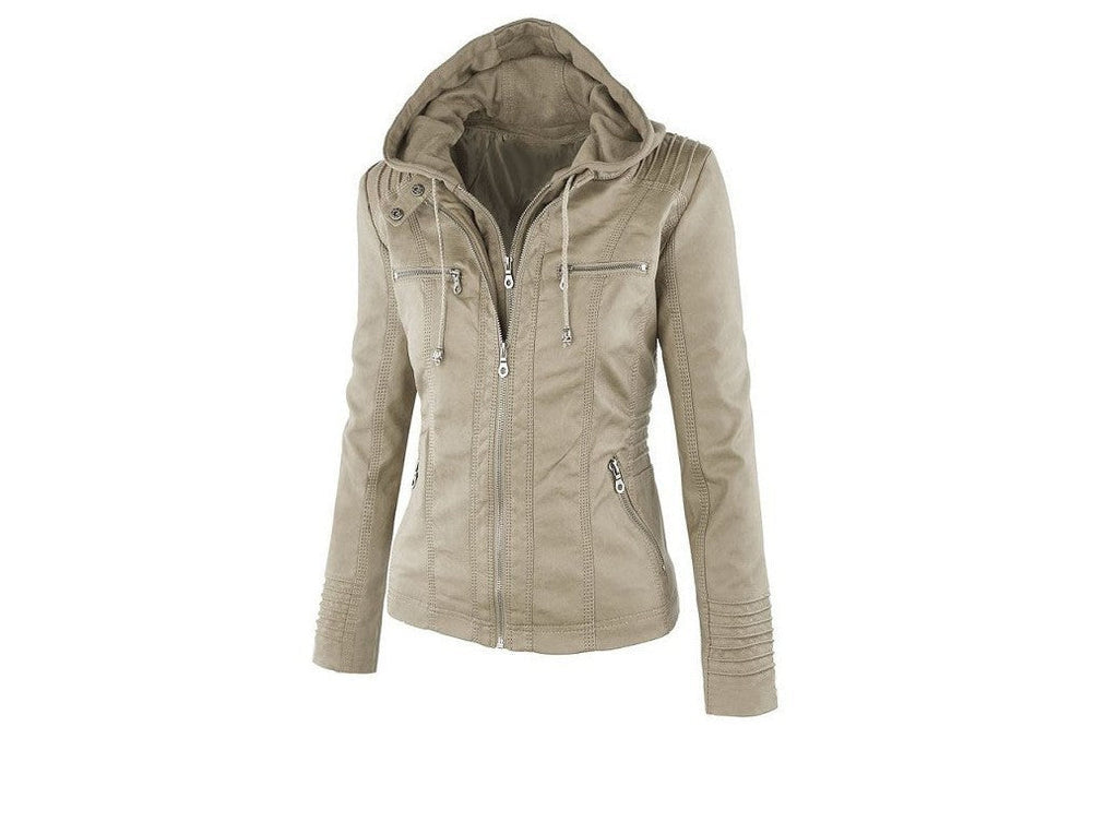 Valenzora | Women's Leather Jacket with Hood