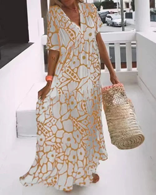 Sommerliches neues bedrucktes Kurzarmkleid