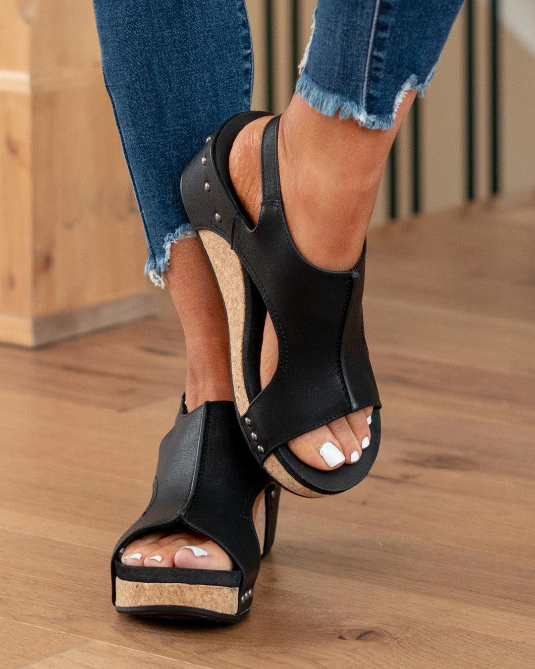 Valenzora - Women's Cork Platform Wedge Sandals with Ankle Strap | Stylish Open Toe Wedge Sandals for Women