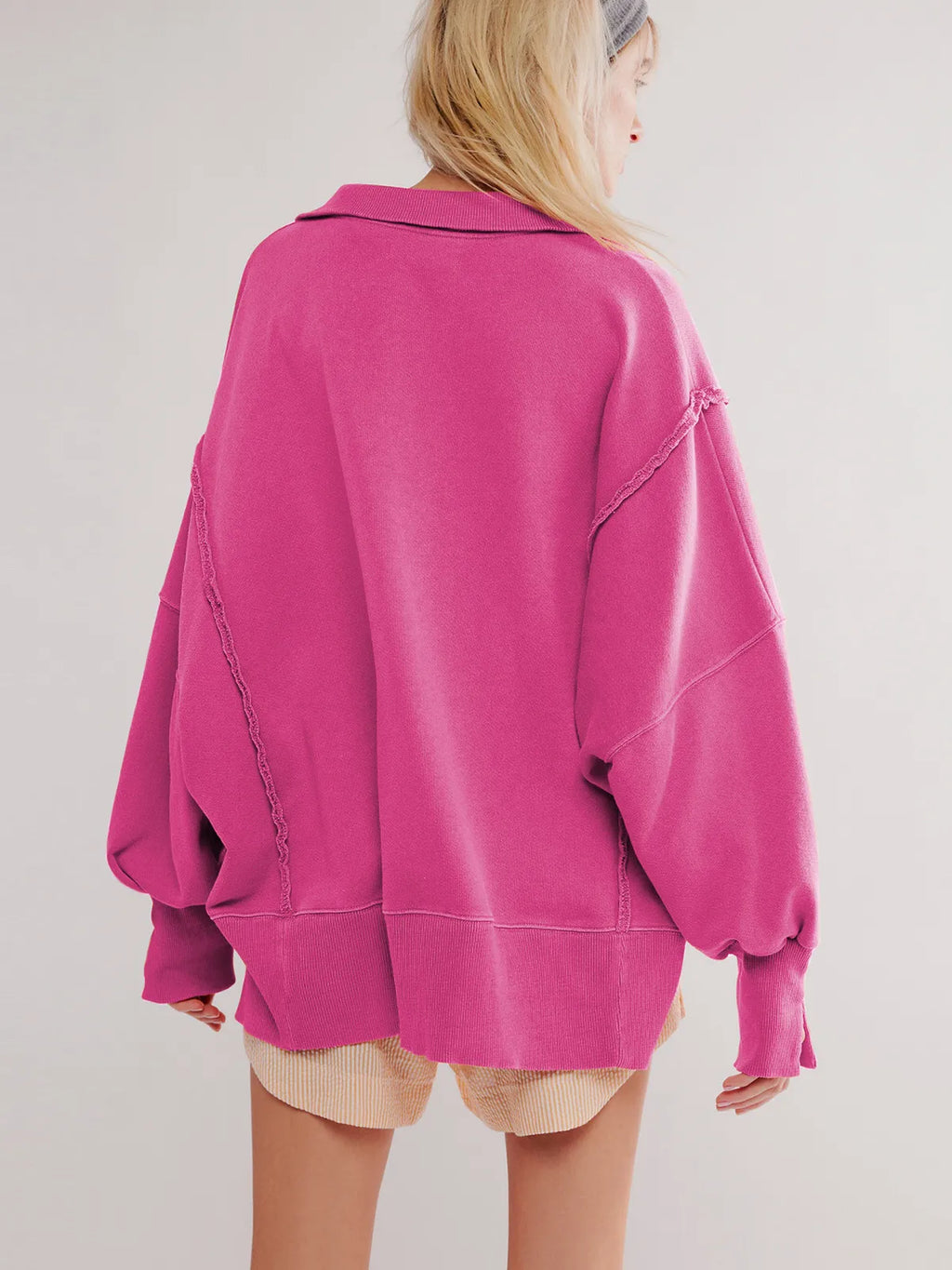 Valenzora - Lässiges Sweatshirt mit Knöpfen und Laternenärmeln
