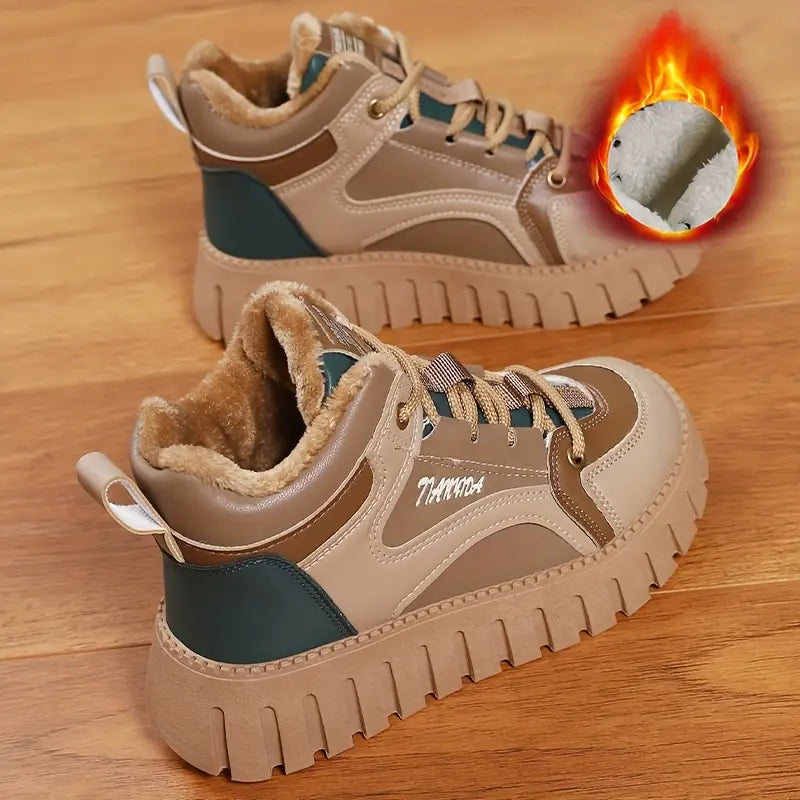 Winter sneakers with plush lining and lacing