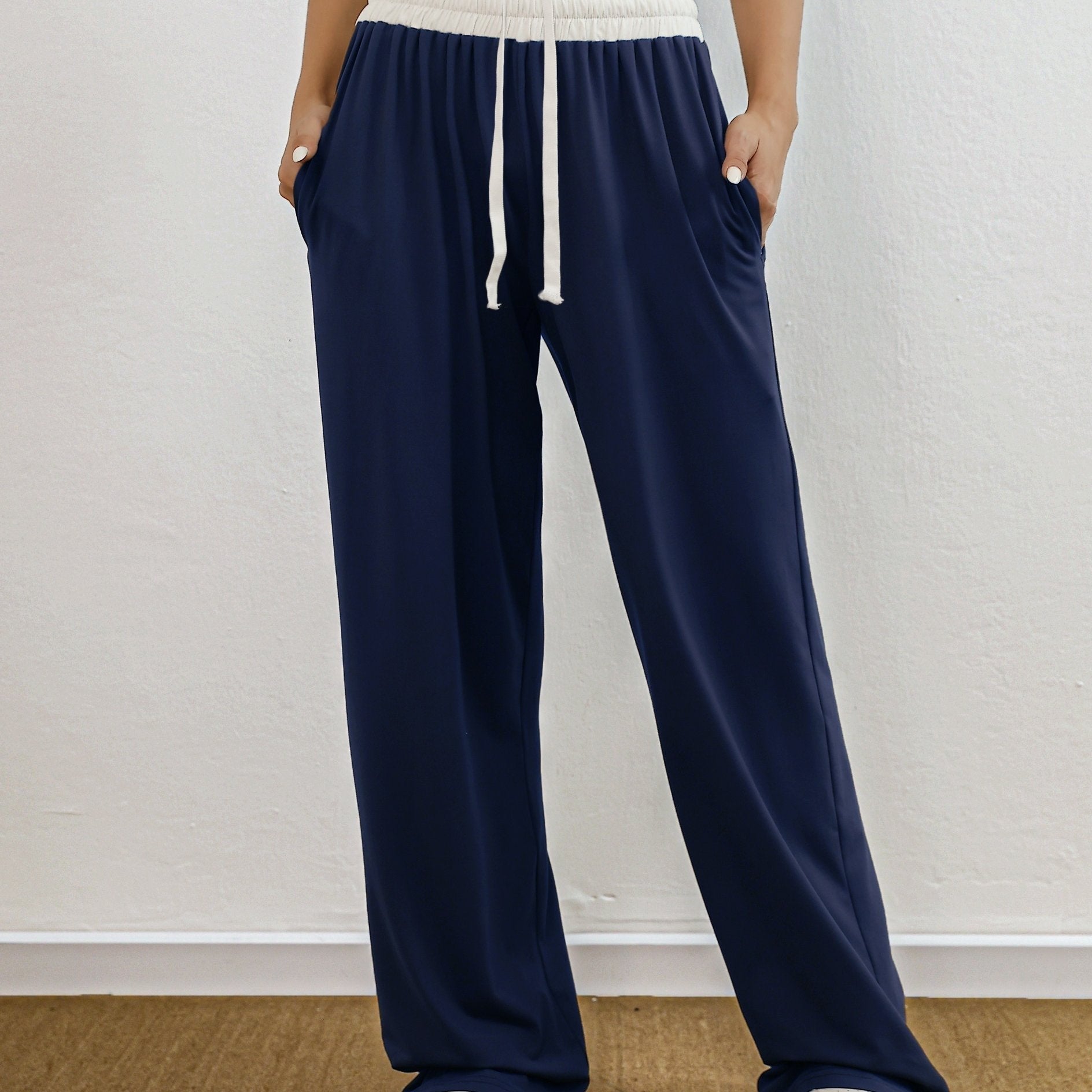 Valenzora | High Stretch Color Combination Tracksuit Bottoms with Pockets
