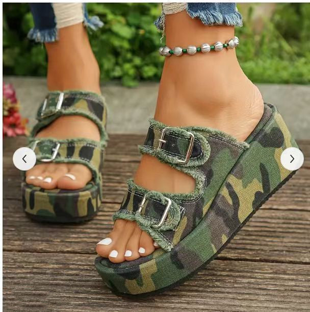 Valenzora Denim sandals with buckle