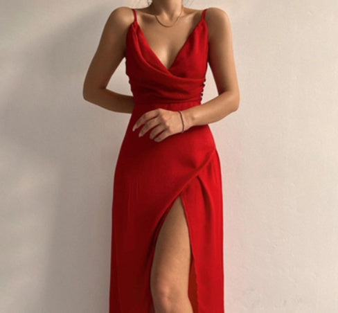 Valenzora | V-neck midi dress with print and slit