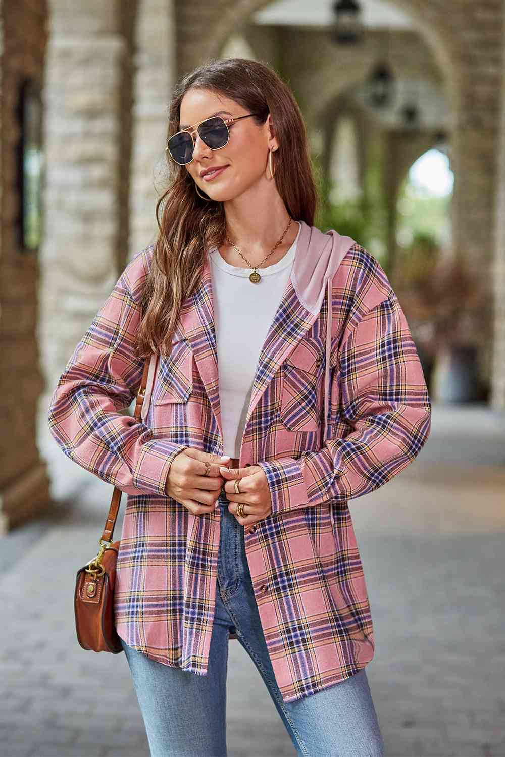 Valenzora | Checkered long-sleeved hooded jacket