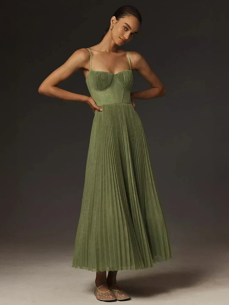 Valenzora | Plissiertes Korsett-Midikleid für Damen