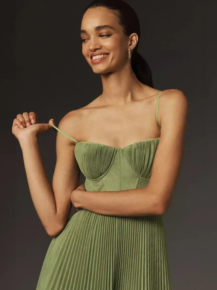 Valenzora | Plissiertes Korsett-Midikleid für Damen
