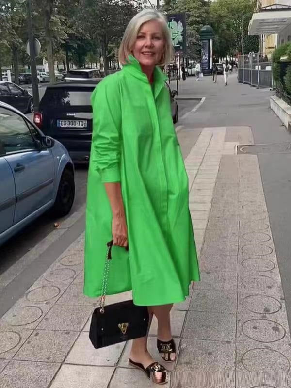 Valenzora | Hemdblusenkleid mit Umlegekragen & Dreiviertelärmeln