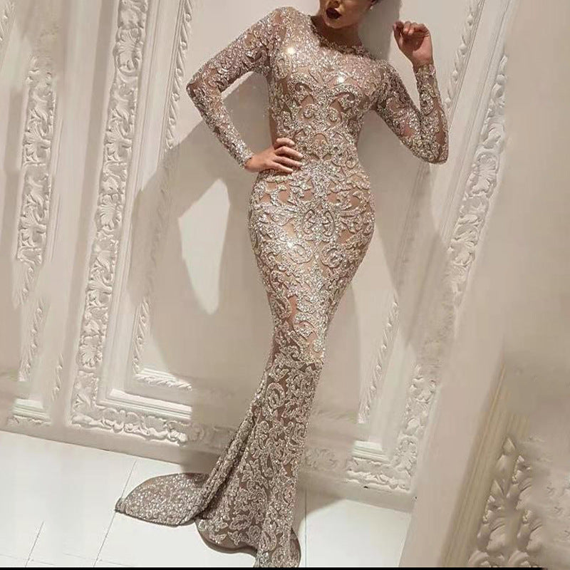 Valenzora | Chic Women's Bronzing Long Sleeve Slim Fit Dress