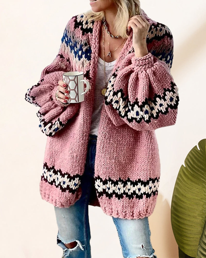Cardigan with lantern sleeves