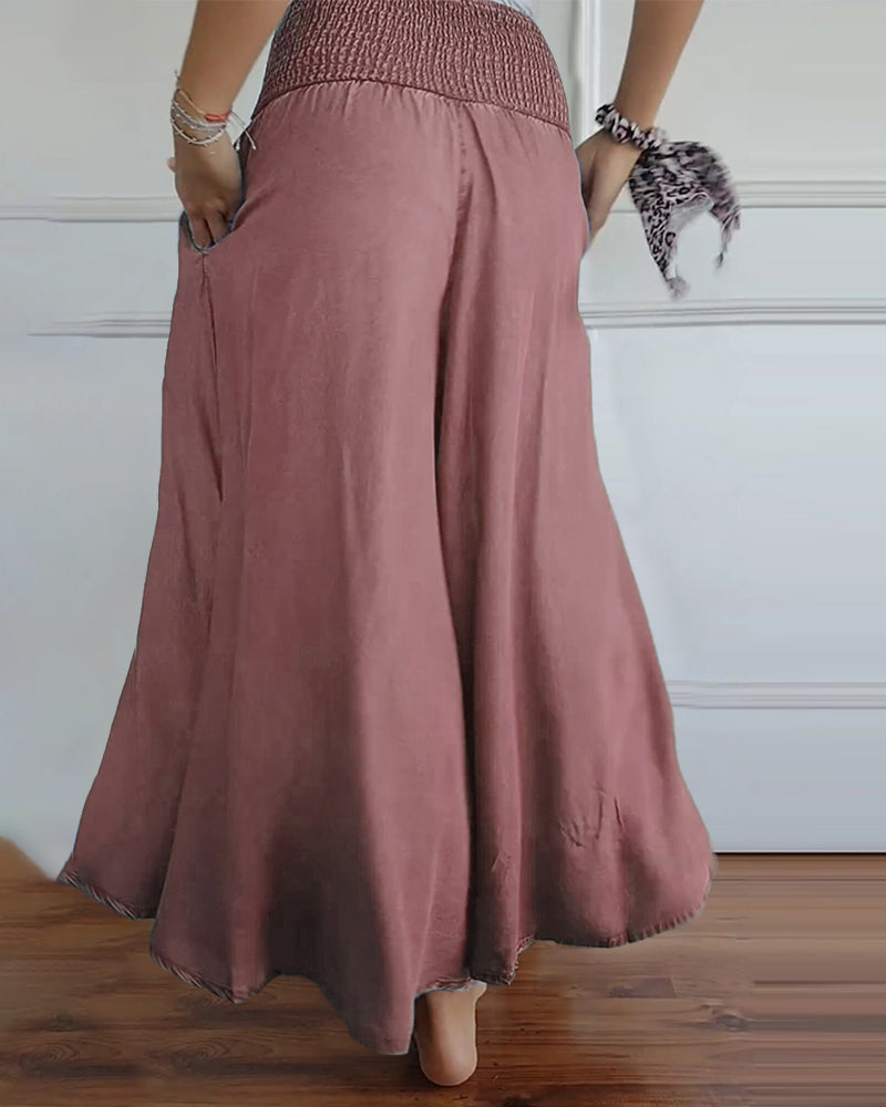 Valenzora | Trousers with elasticated waistband and wide legs