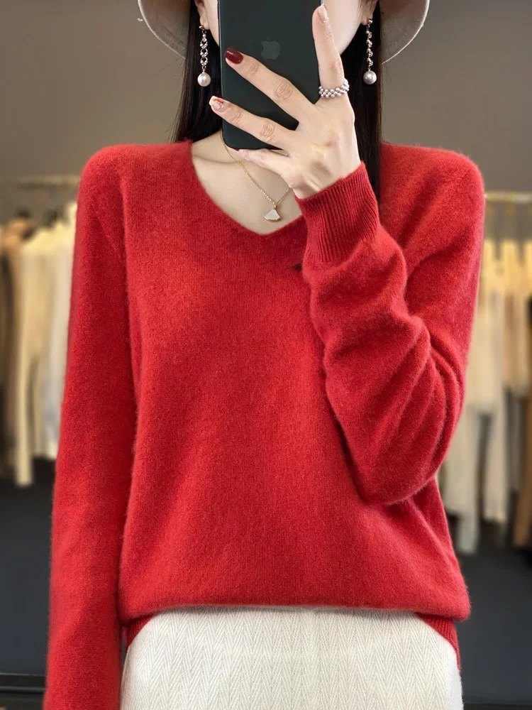 Valenzora | Women's Cashmere Pullover, Elegant V-neck, Soft & Comfortable