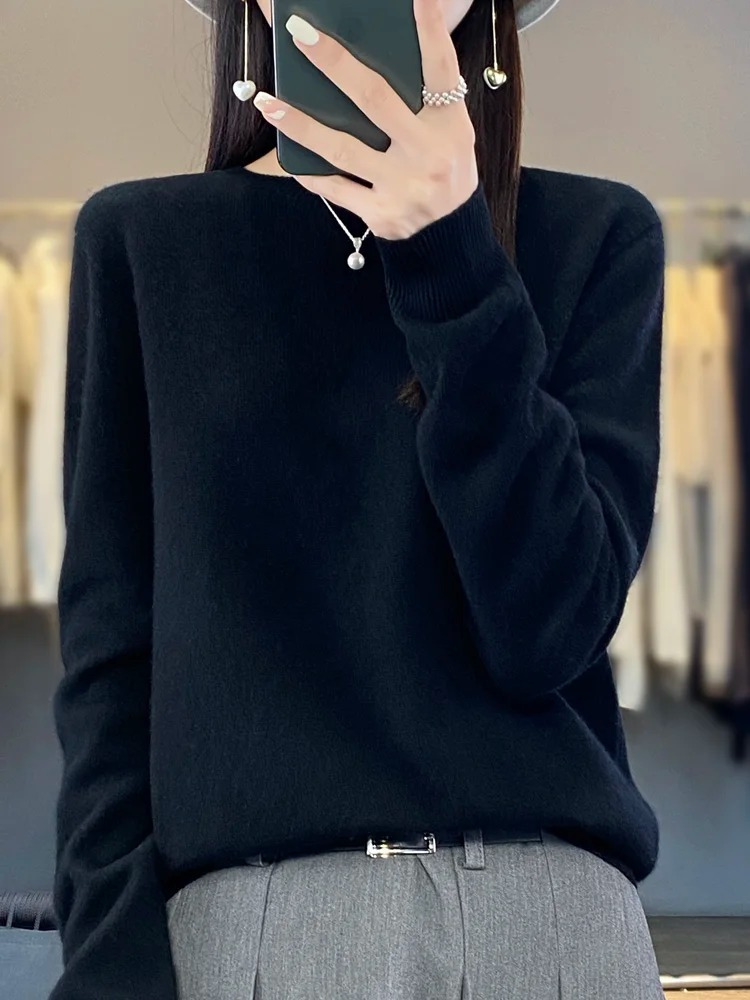 Valenzora | Women's Cashmere Sweater, Round Neck, Soft and Elegant Knit Sweater