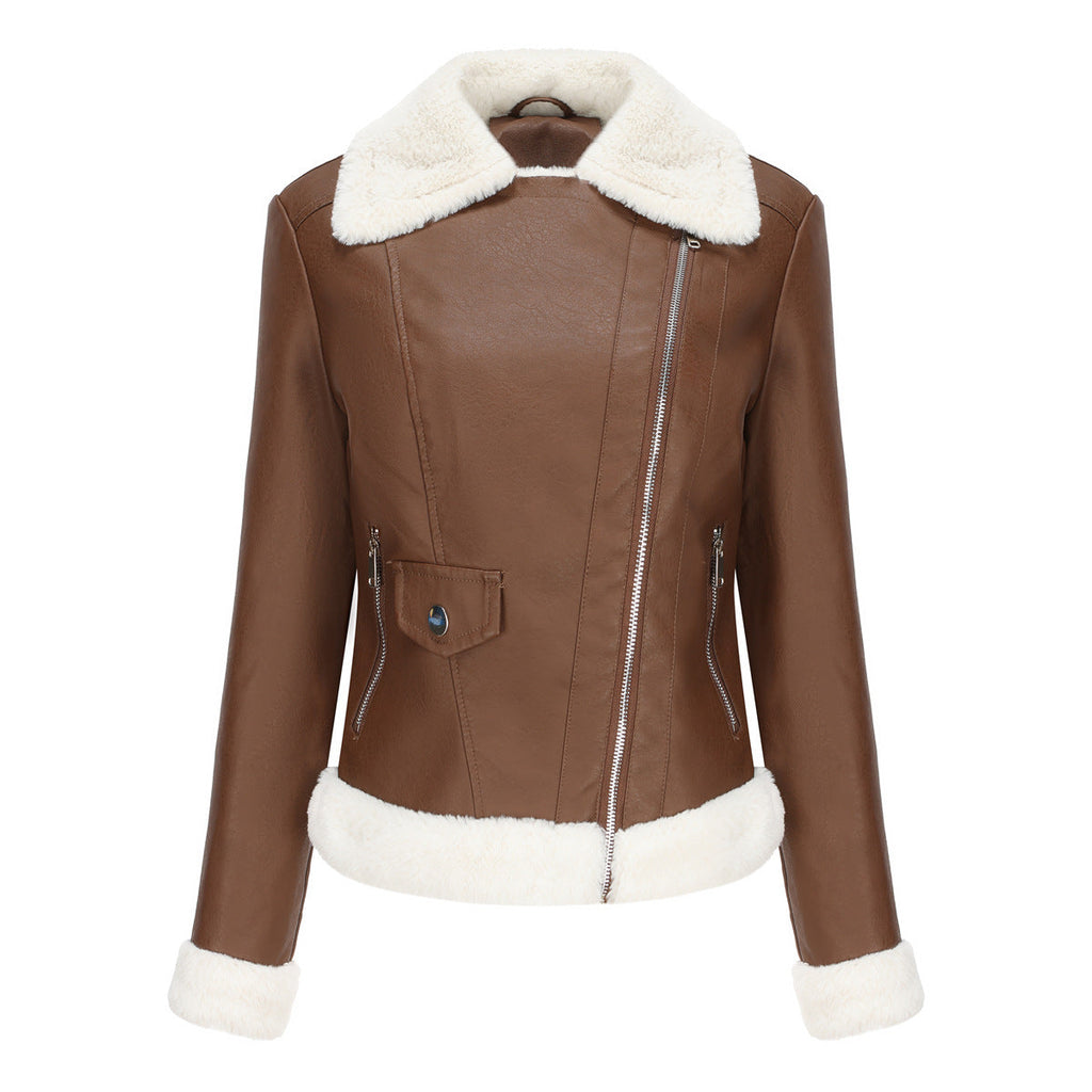 Valenzora | Winterlederjacke mit Fleece-Futter