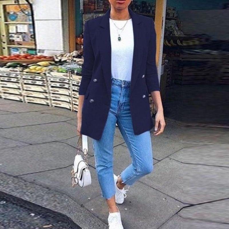 Valenzora | Women's Blazer Elegant Long Blazer with 3/4 Sleeves, Ideal for Business Looks