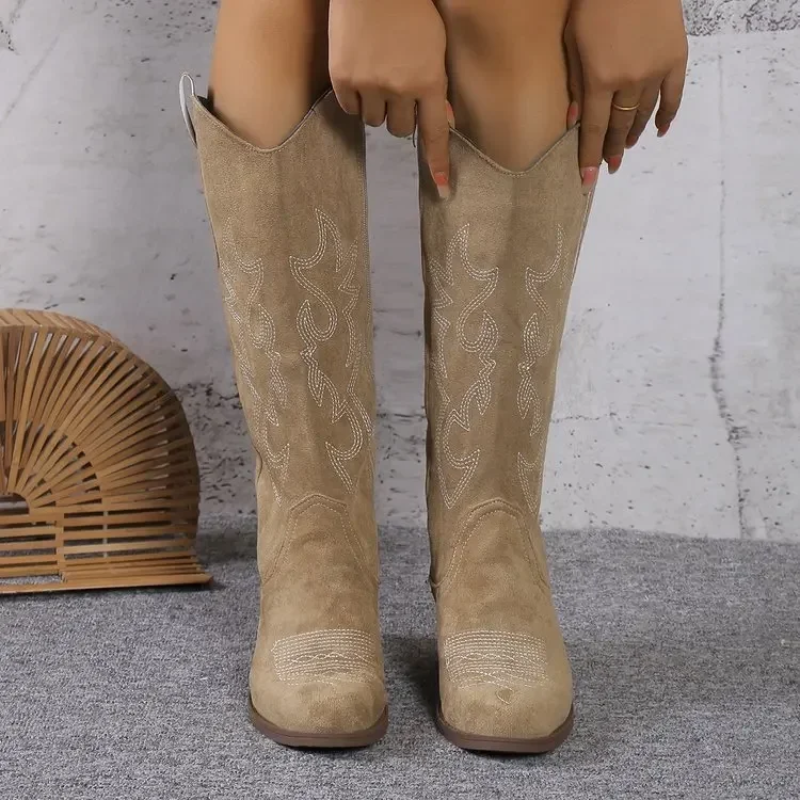 Valenzora | Wildleder Westernstiefel mit Stickereien Cowboystiefel Damen