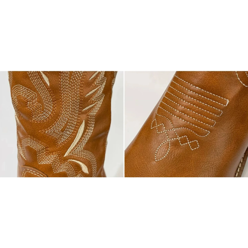 Valenzora | Westernstiefel für Damen mit spitzer Zehenpartie und Blockabsatz, Cowboystiefel für Damen