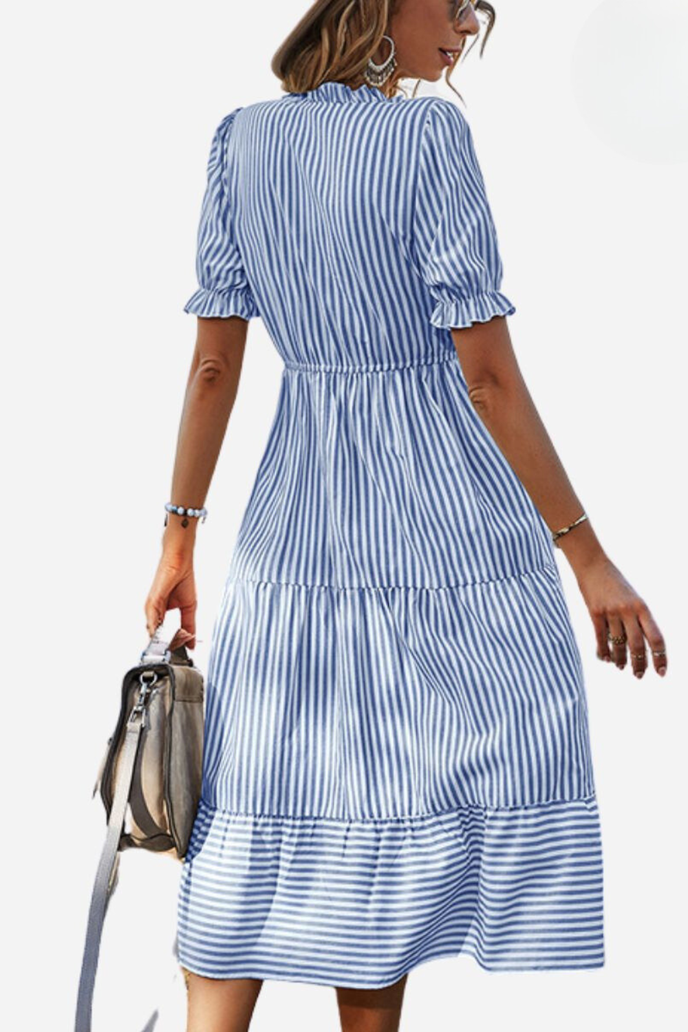 Valenzora | Striped Midi Dress with Tassels for Women