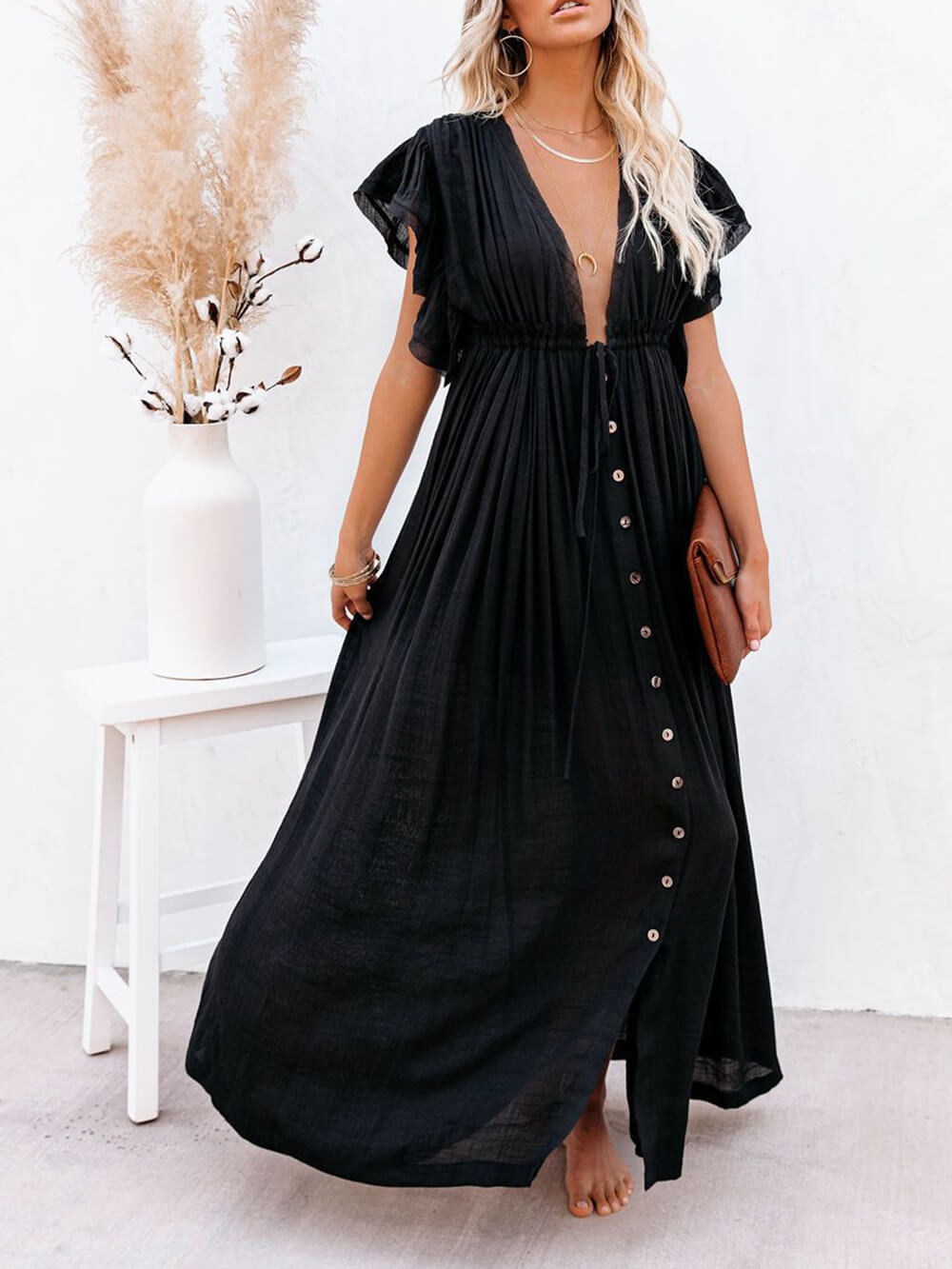 Valenzora | Maxikleid im Tunika-Stil mit kurzen Ärmeln für Damen