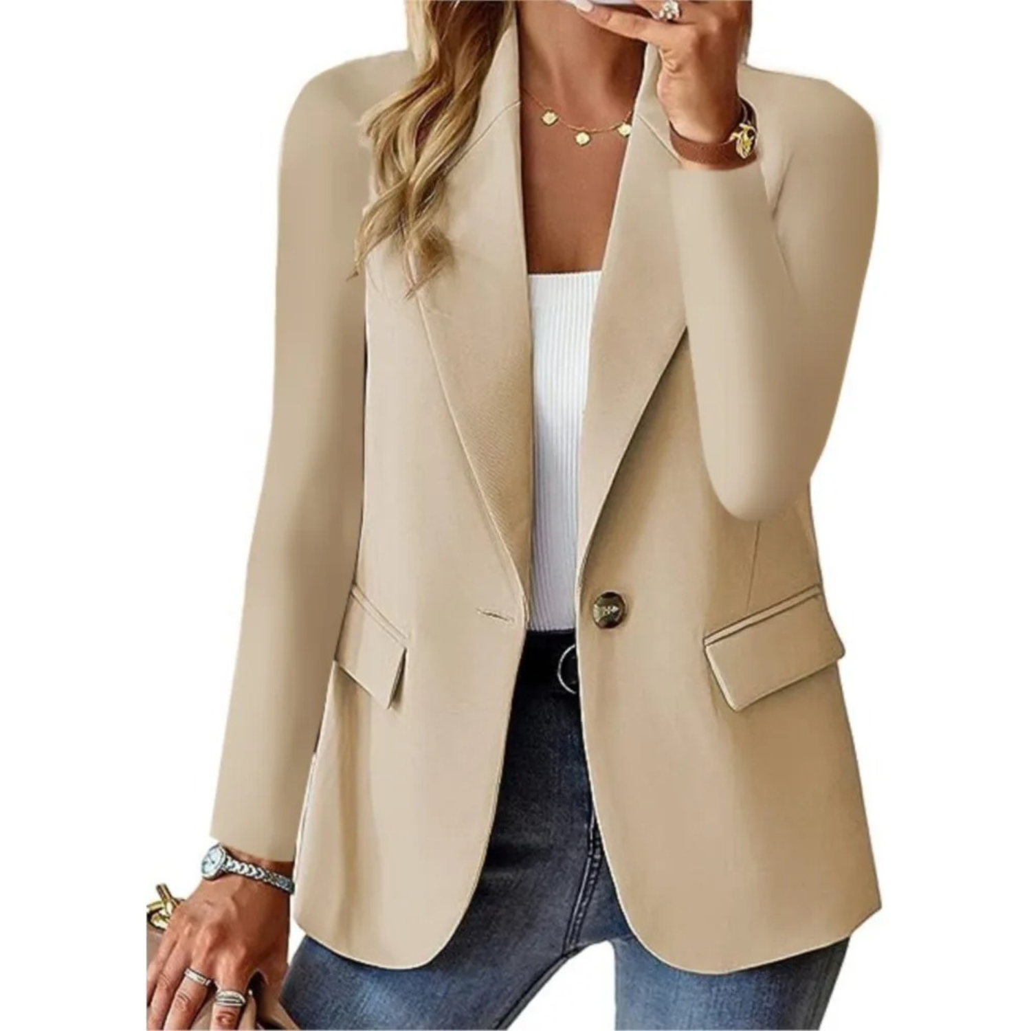 Valenzora | Lässige, taillierte Langarm-Jacke mit Schnalle, Damen-Blazer