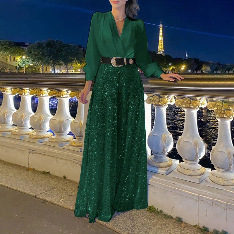 Valenzora | Elegant cut - Wide-legged sequined jumpsuit