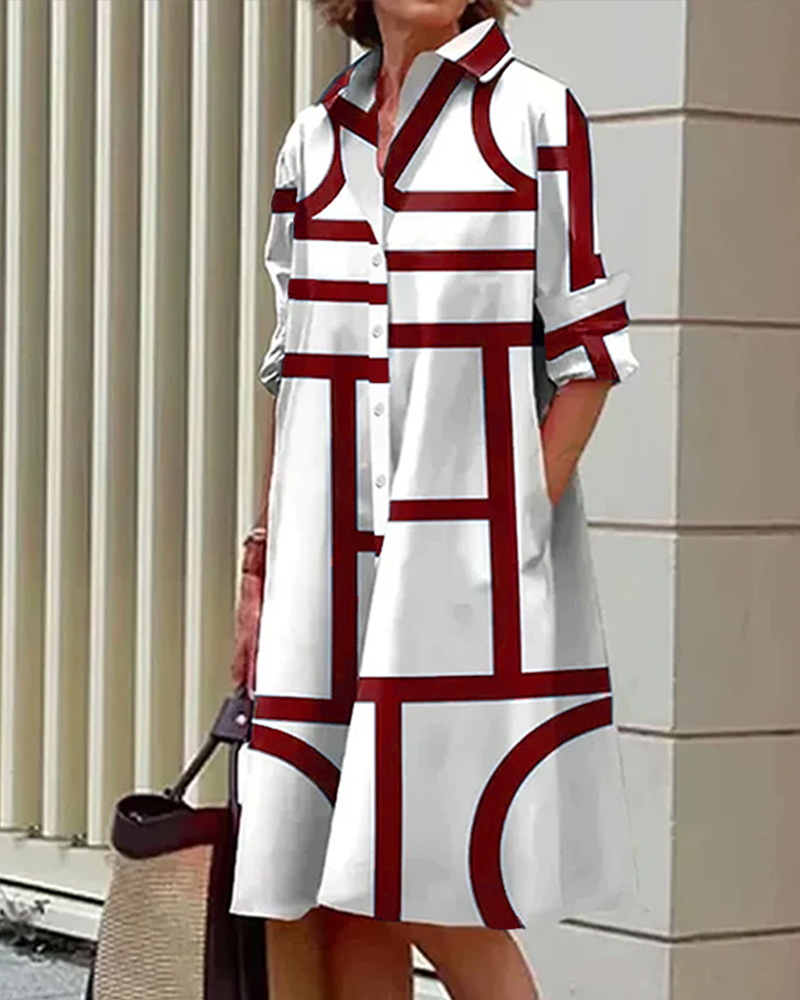 Valenzora | Dress with pockets and geometric print