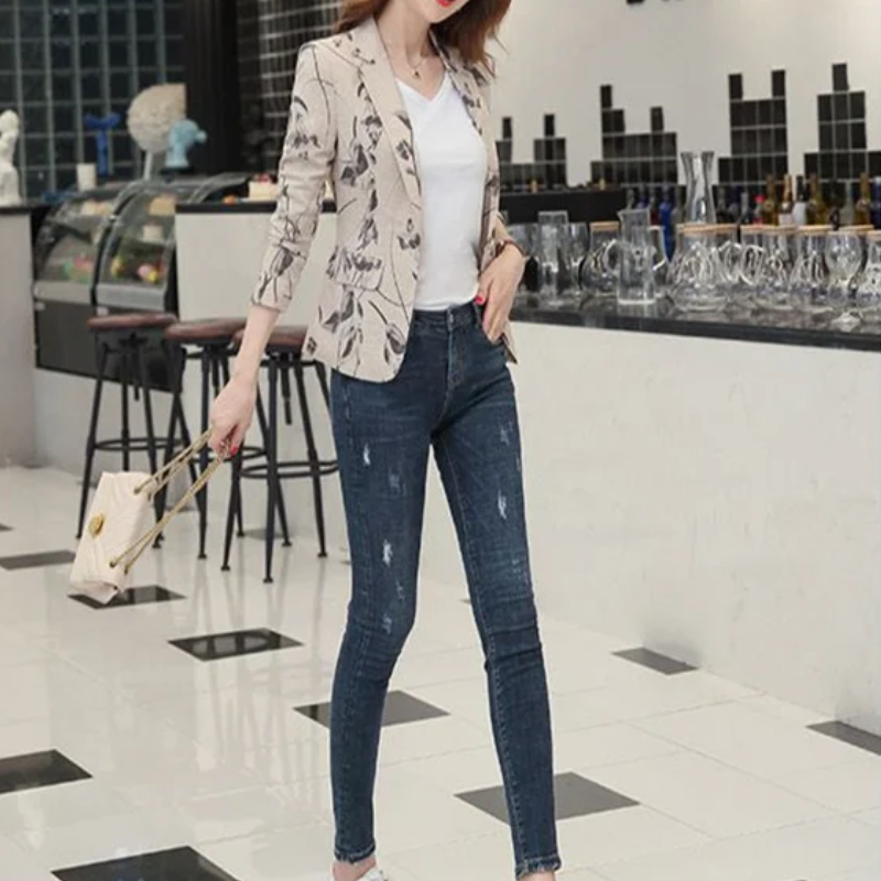 Valenzora | Damen Blazer mit Blumenmuster – perfekt für Frühling und Sommer