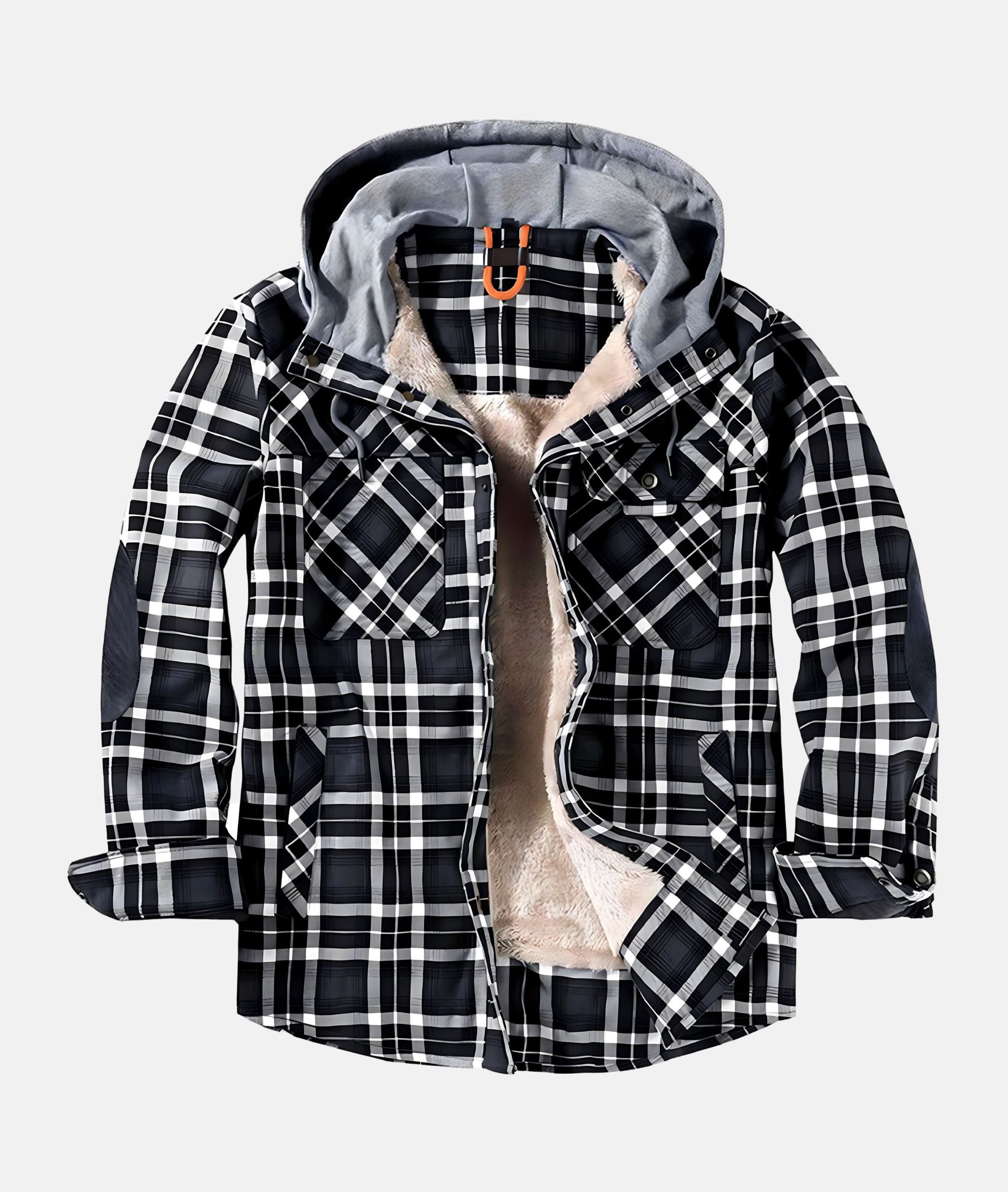 Valenzora | Checkered flannel jacket with hood and faux fur lining