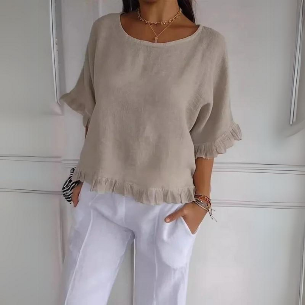 Valenzora | Linen shirt with ruffle