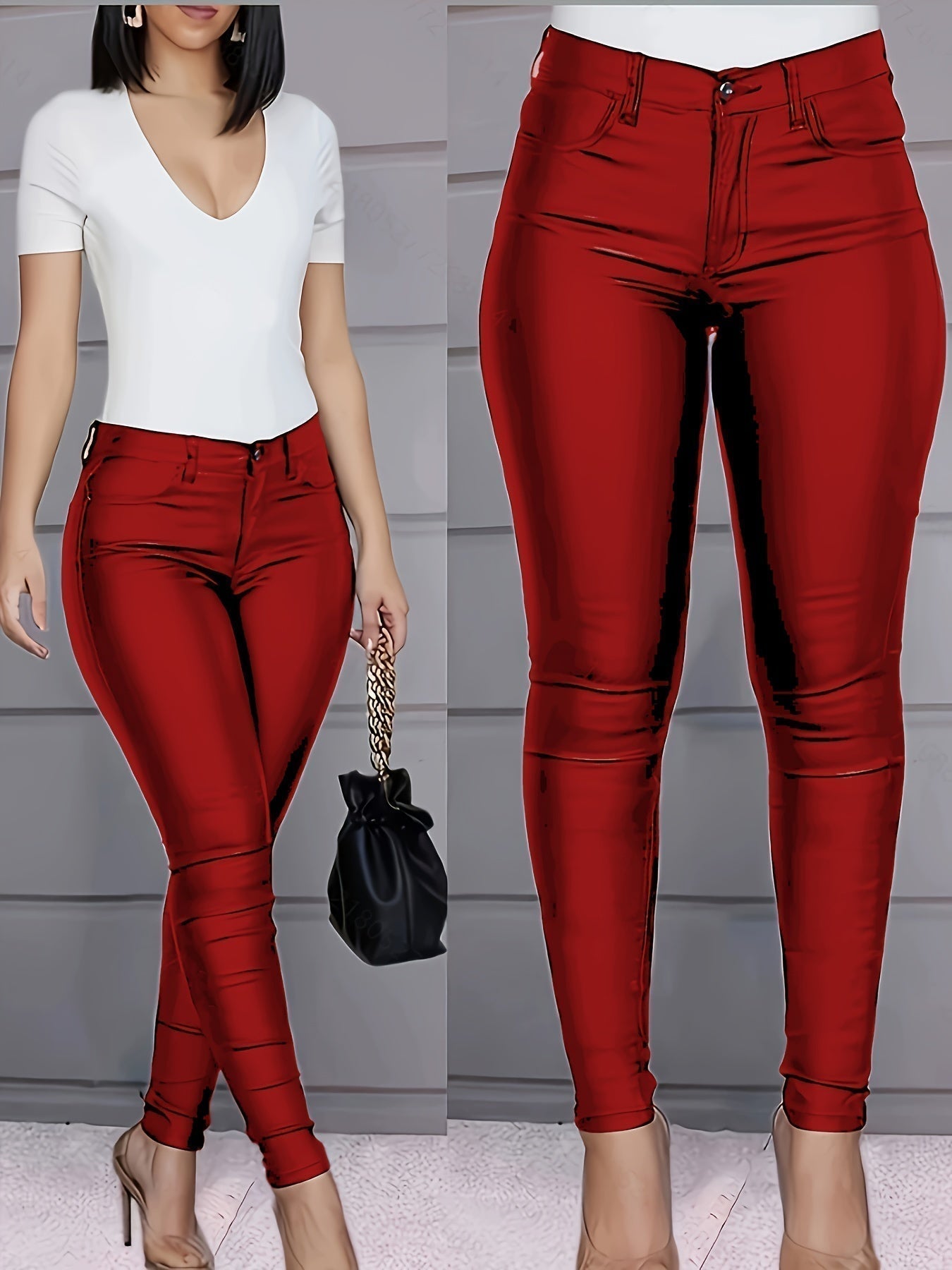 Valenzora | Beschichtete High-Waist Skinny Jeans
