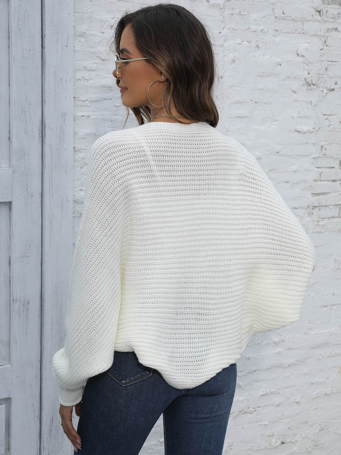 Valenzora | Bat Sleeve Open Front Short Cardigan